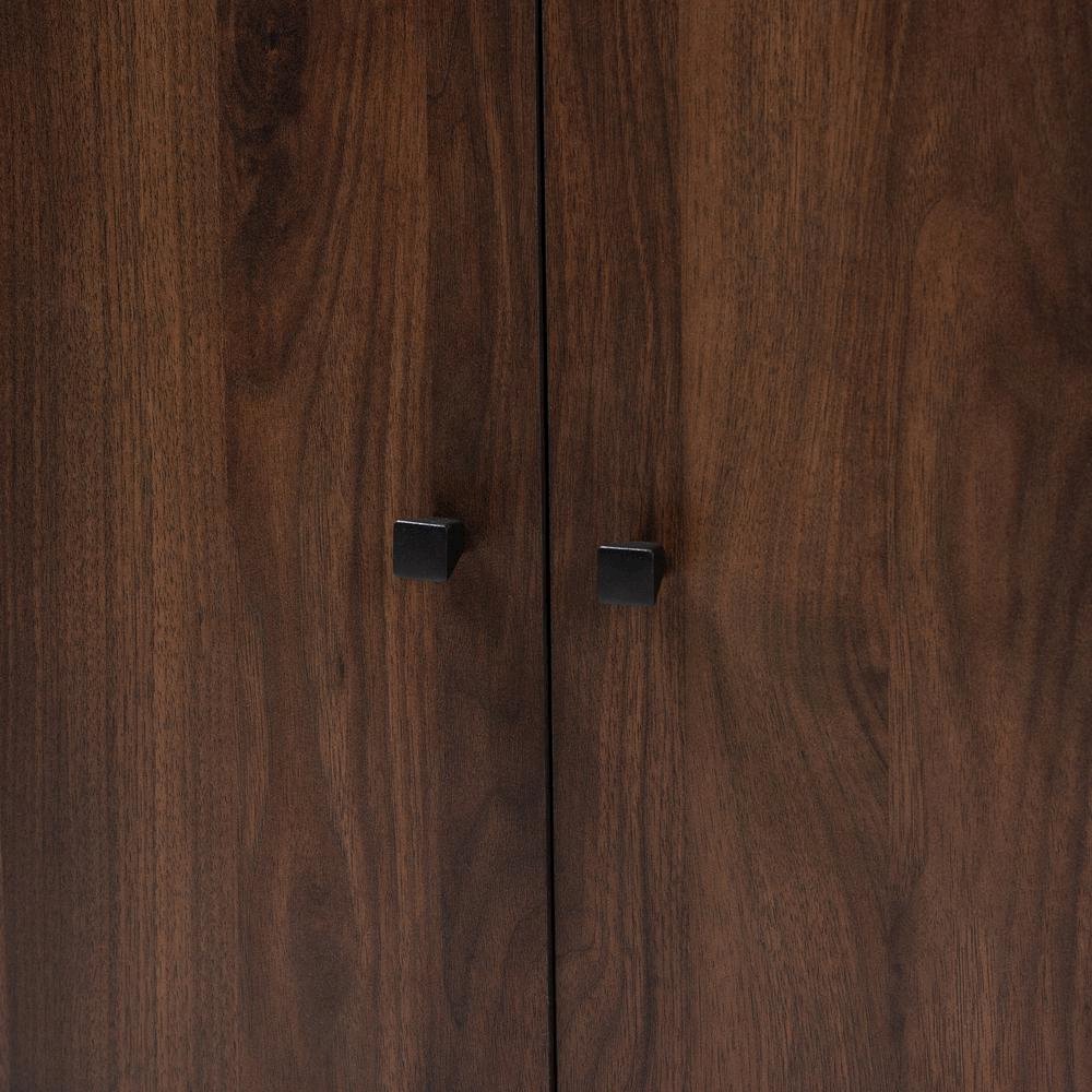 Walnut Brown Finished 2-Door Wood Entryway Shoe Storage Cabinet. Picture 15