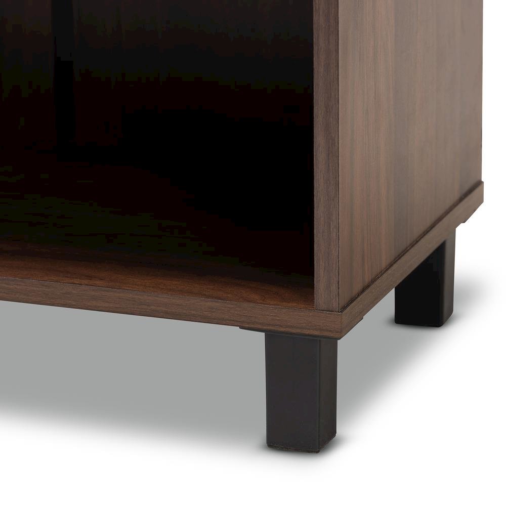 Walnut Brown Finished 2-Door Wood Entryway Shoe Storage Cabinet. Picture 16