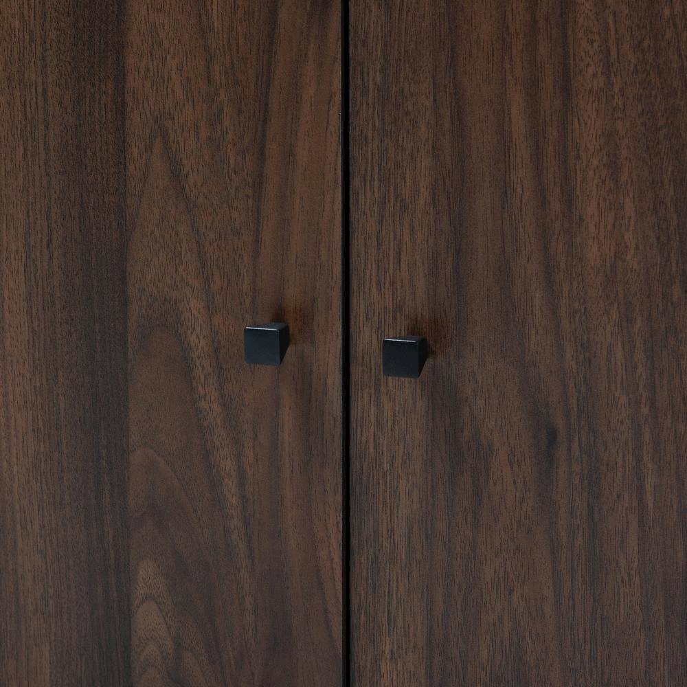 Walnut Brown Finished 2-Door Wood Entryway Shoe Storage Cabinet with Open Shelf. Picture 15