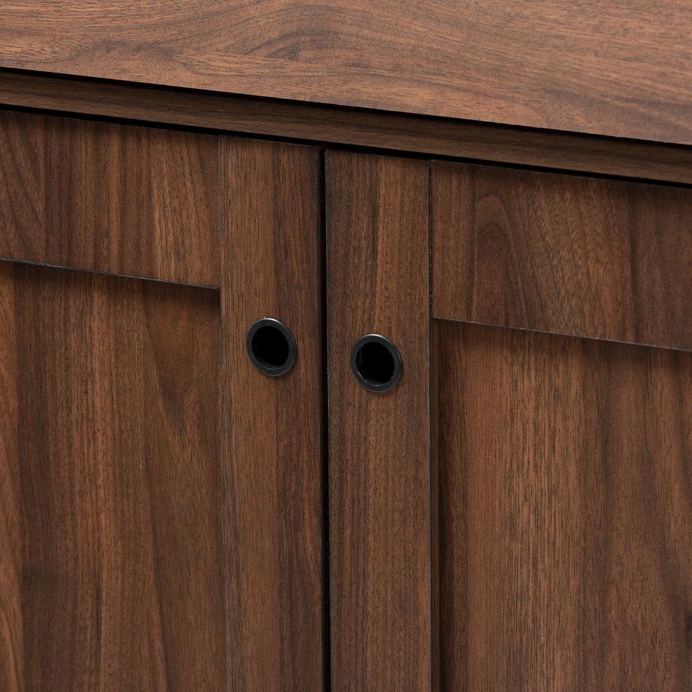 Walnut Brown finished 2-Door Wood Entryway Shoe Storage Cabinet. Picture 15