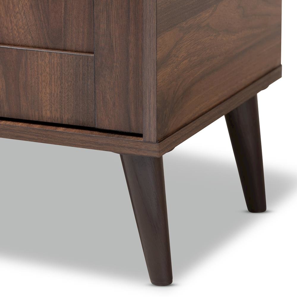 Walnut Brown finished 2-Door Wood Entryway Shoe Storage Cabinet. Picture 16