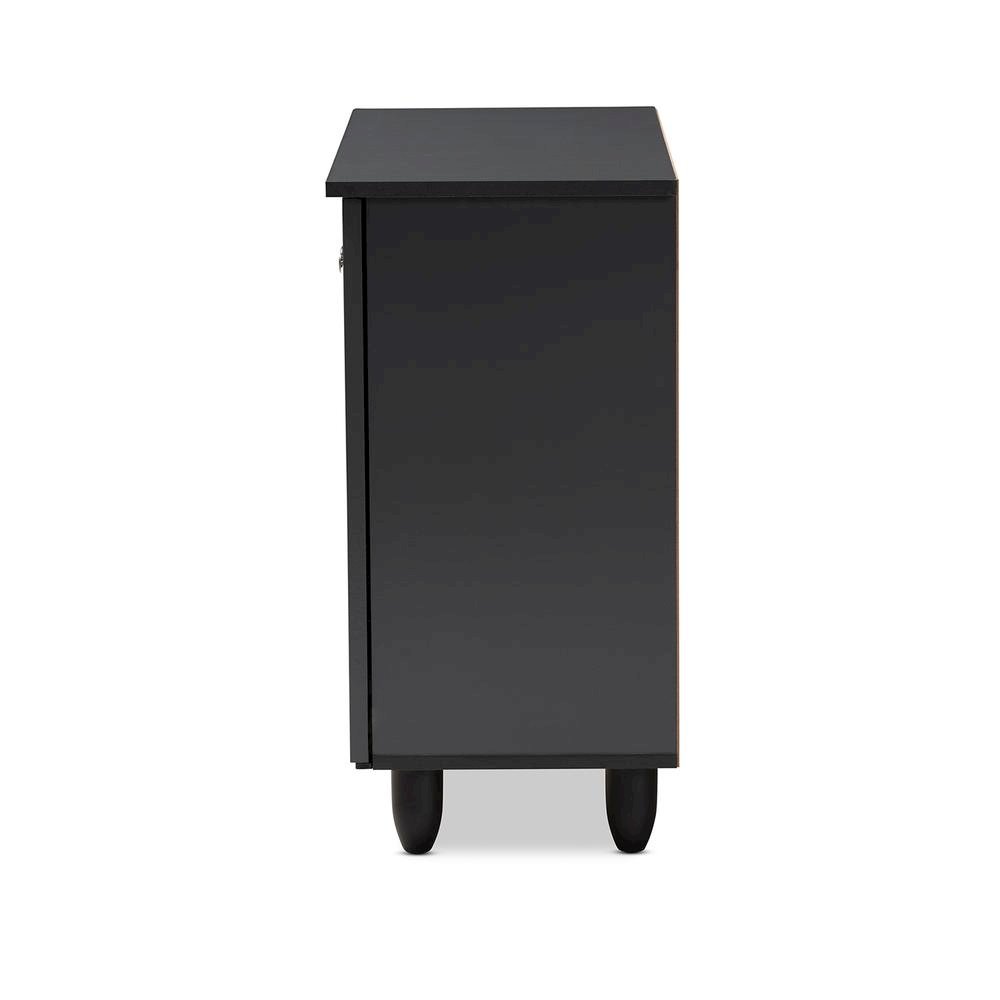 Dark Gray 2-Door Wooden Entryway Shoe Storage Cabinet. Picture 13