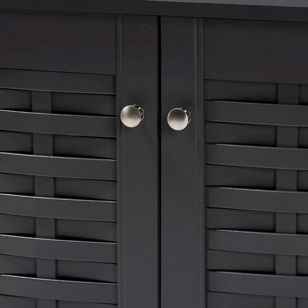 Dark Gray 2-Door Wooden Entryway Shoe Storage Cabinet. Picture 14