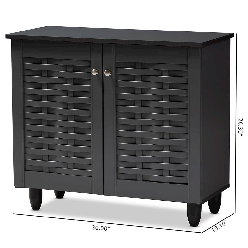 Dark Gray 2-Door Wooden Entryway Shoe Storage Cabinet. Picture 18