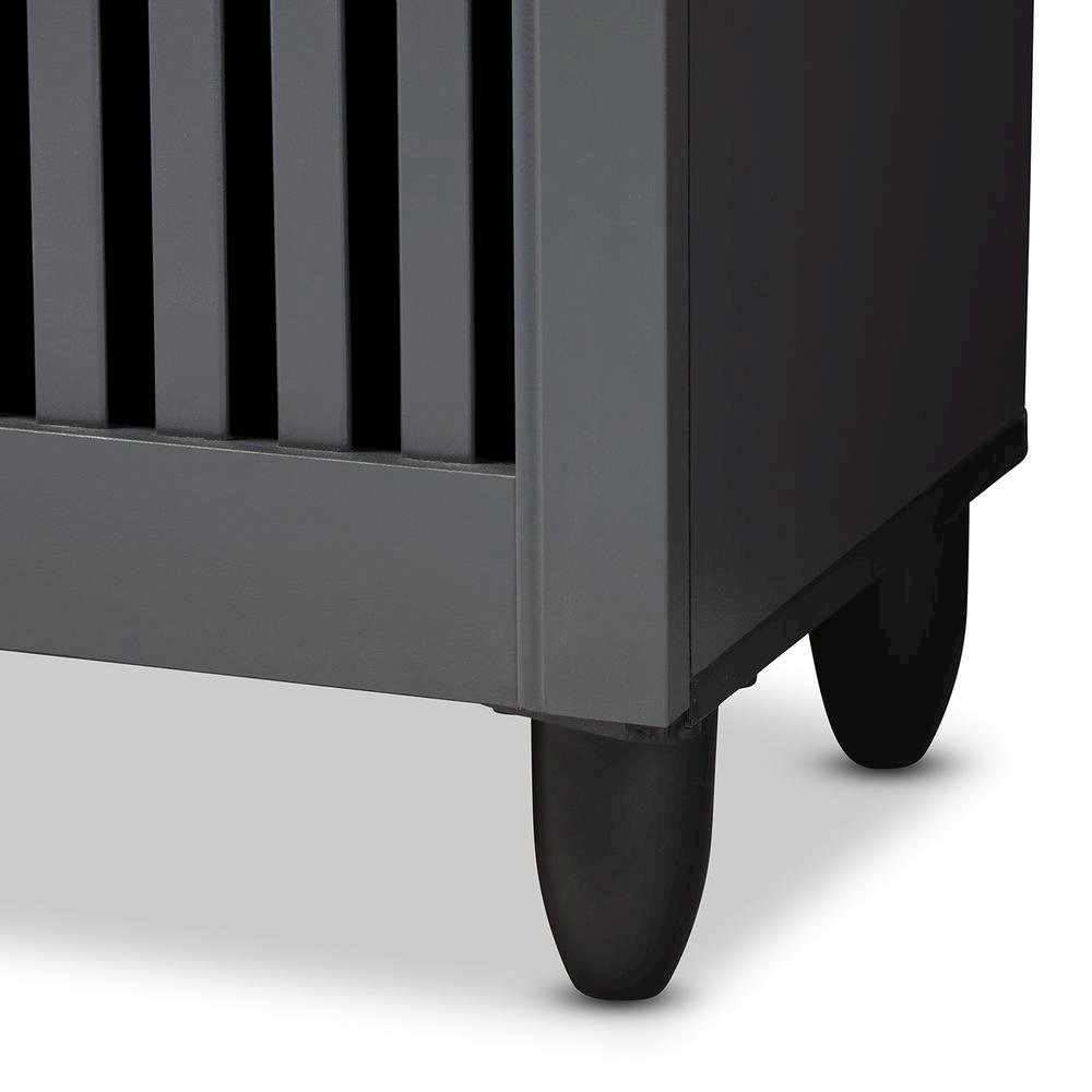 Dark Gray 3-Door Wooden Entryway Shoe Storage Wide Cabinet. Picture 16