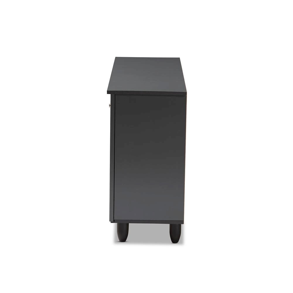Dark Gray 3-Door Wooden Entryway Shoe Storage Cabinet. Picture 14