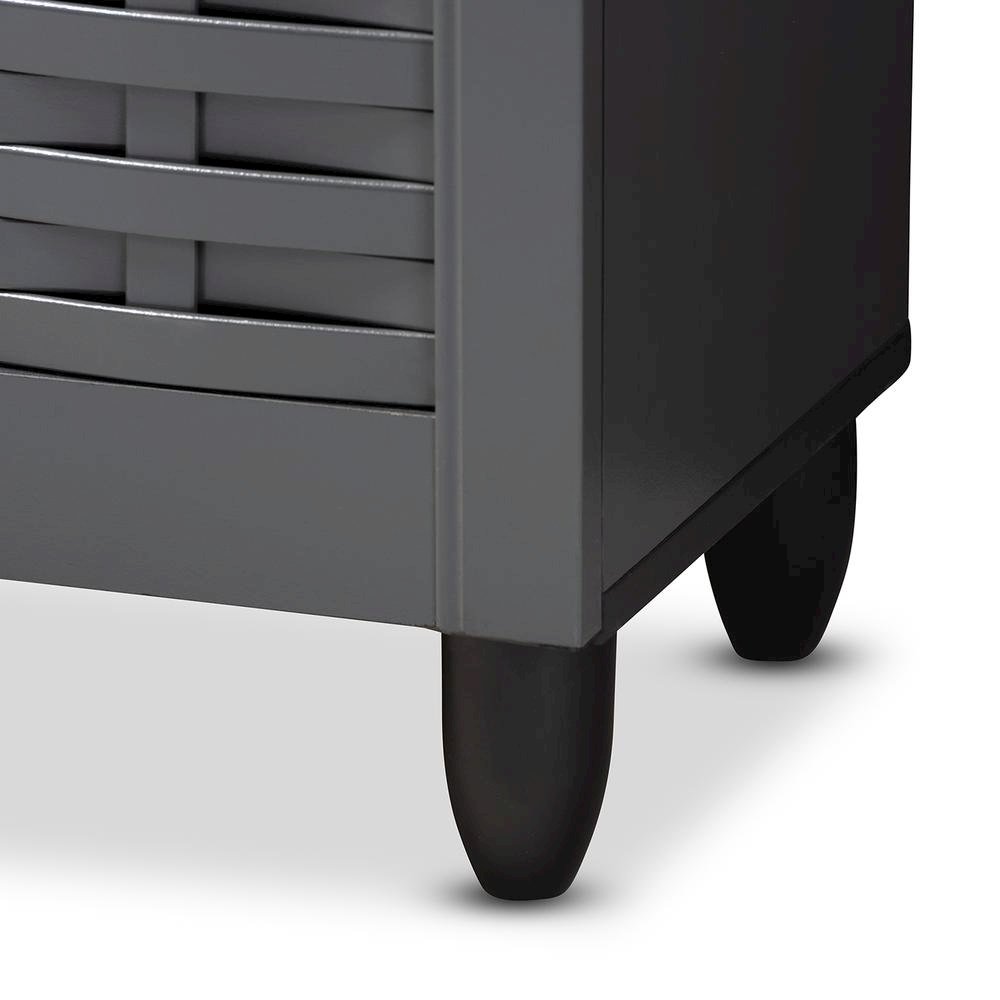 Dark Gray 3-Door Wooden Entryway Shoe Storage Cabinet. Picture 16