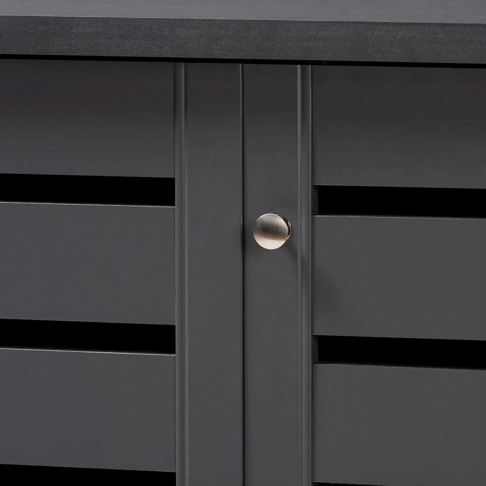 Dark Gray 3-Door Wooden Entryway Shoe Storage Cabinet. Picture 15