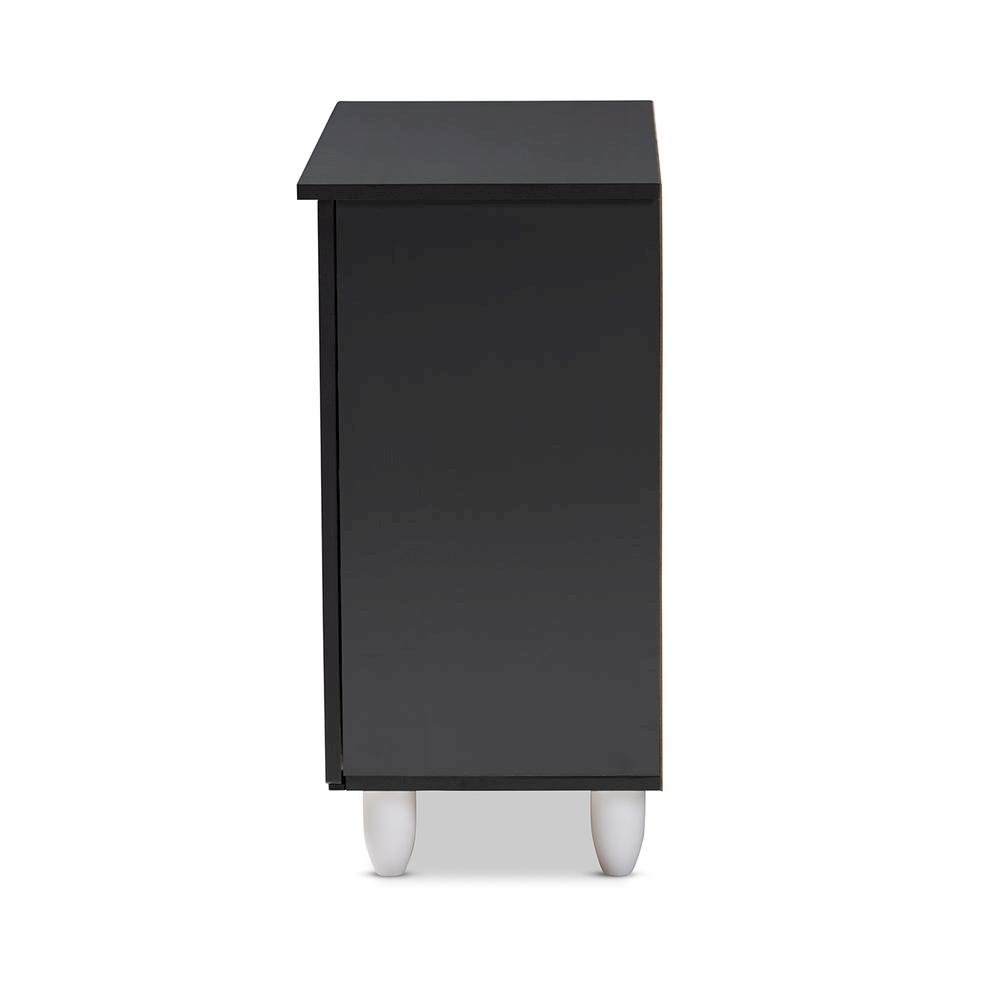 Two-Tone Oak and Dark Gray 2-Door Shoe Storage Cabinet. Picture 13