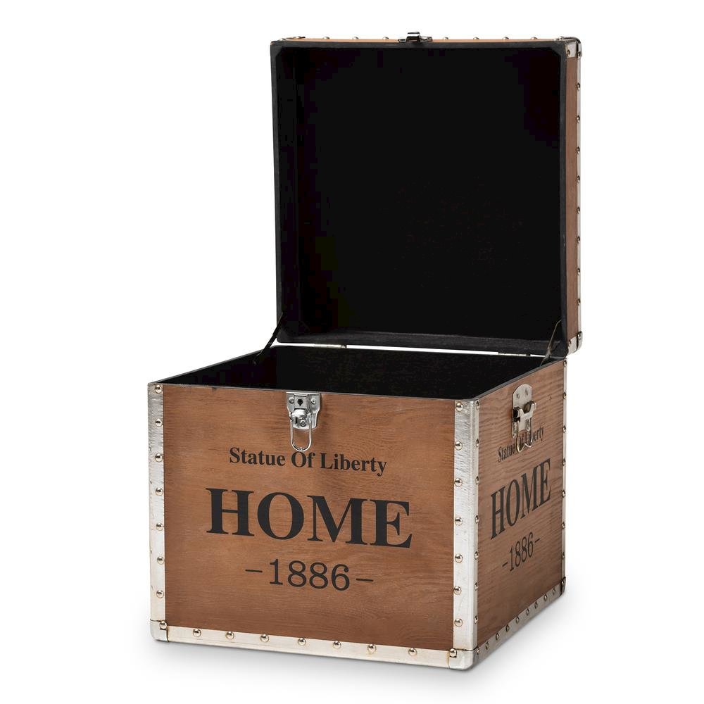 Violetta Vintage Industrial Beige Fabric Upholstered Wood Storage Trunk Ottoman. Picture 12
