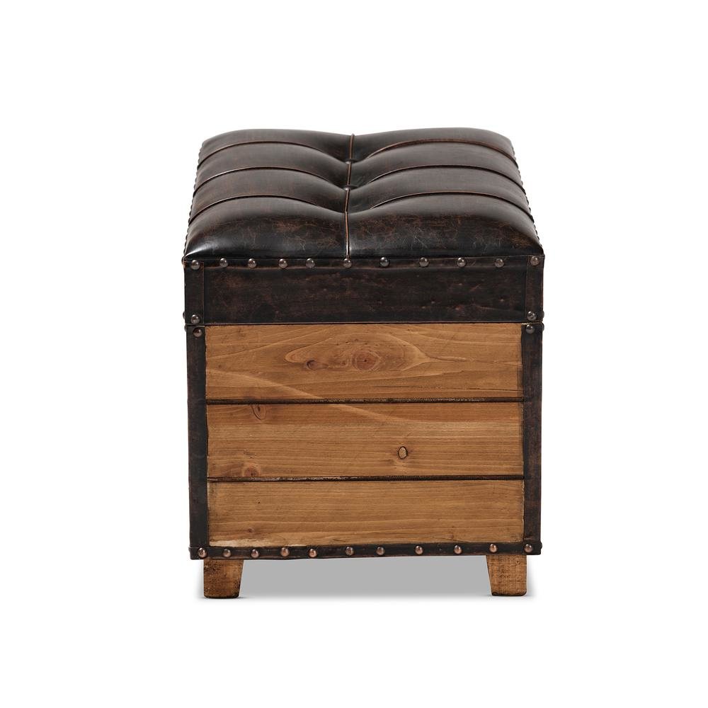 Leather Upholstered 2-Piece Wood Storage Trunk Ottoman Set. Picture 17