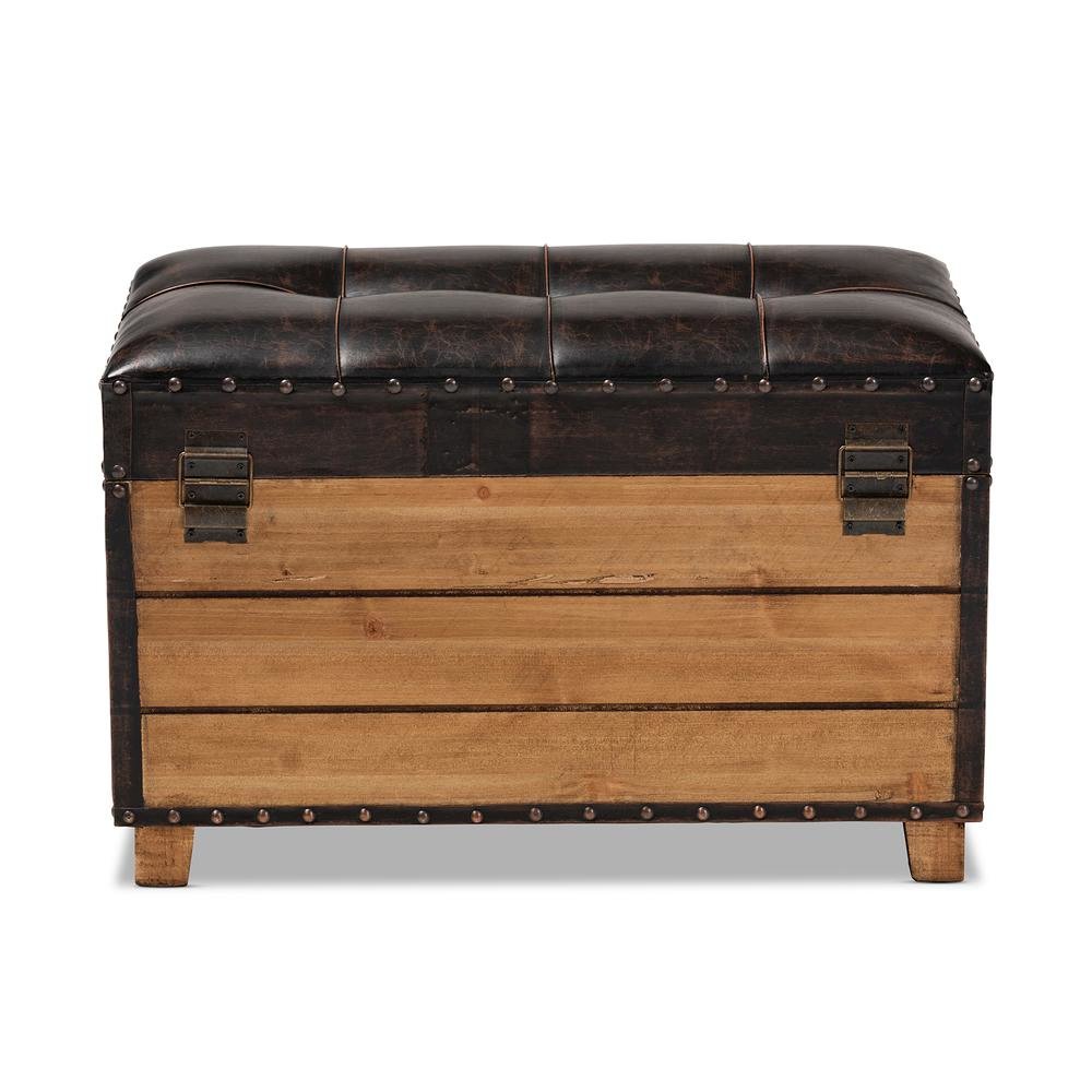 Leather Upholstered 2-Piece Wood Storage Trunk Ottoman Set. Picture 18