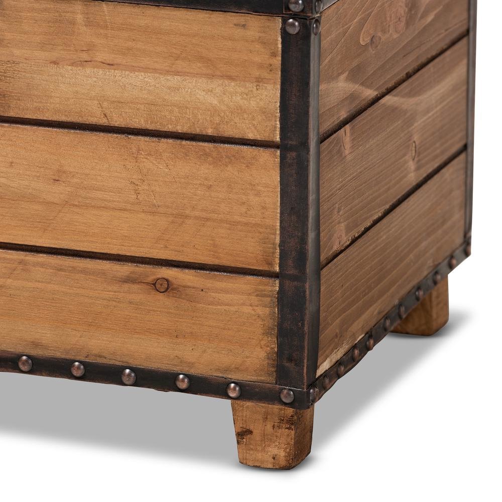 Leather Upholstered 2-Piece Wood Storage Trunk Ottoman Set. Picture 20