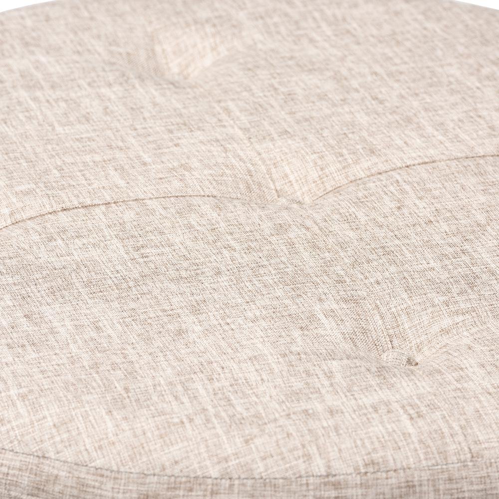 Beige Fabric Upholstered Natural Wood Cocktail Ottoman. Picture 10