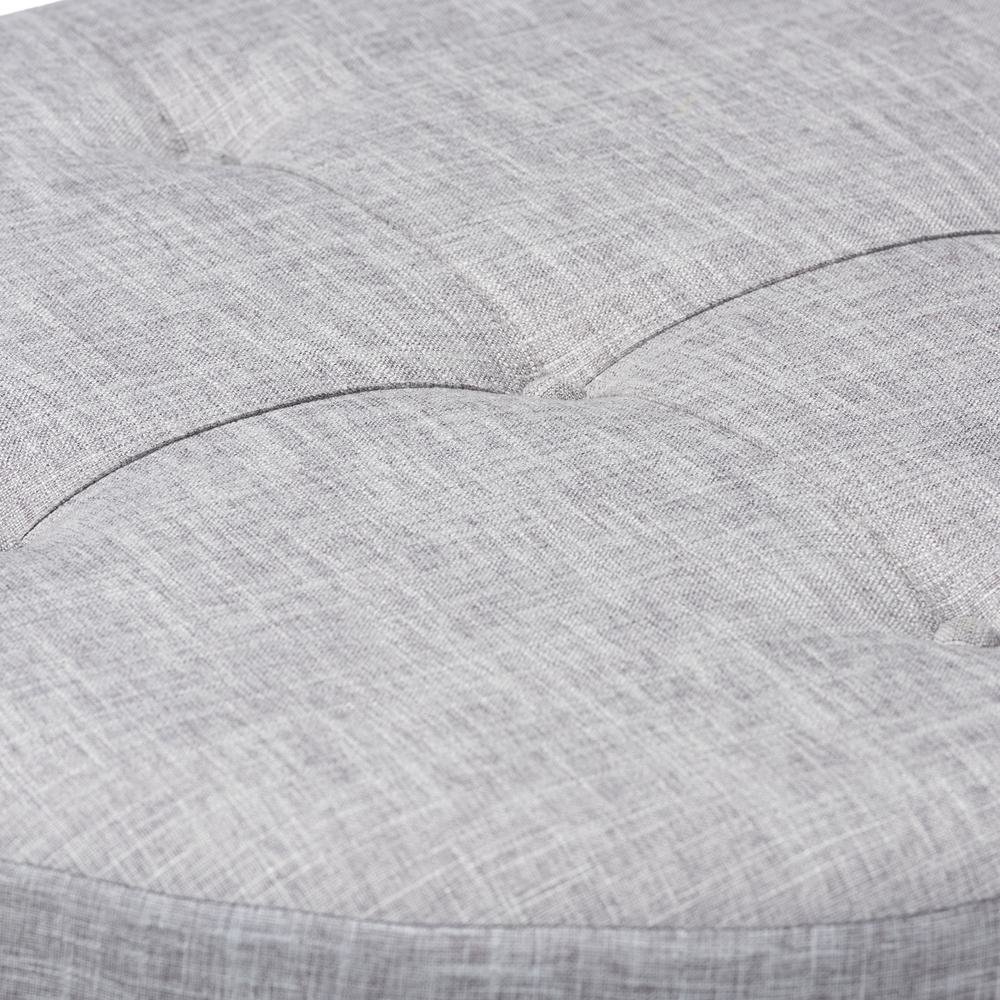 Light Gray Fabric Upholstered Natural Wood Cocktail Ottoman. Picture 10