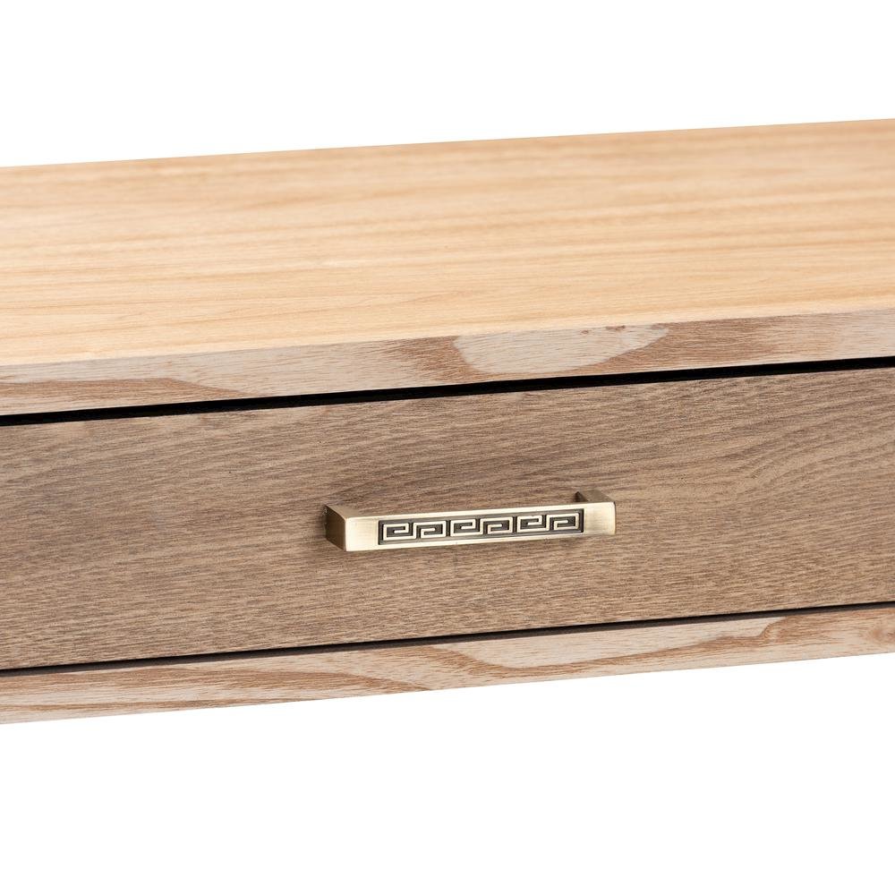 Natural Brown Finished Wood and Gold Finished 2-Drawer Console Table. Picture 14