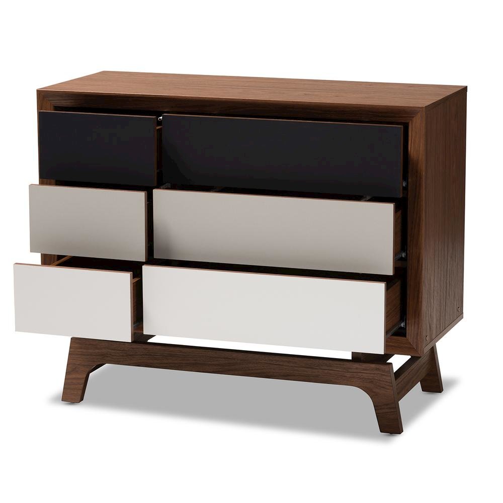 Baxton Studio Svante Mid-Century Modern Multicolor Finished Wood 6-Drawer Chest. Picture 11