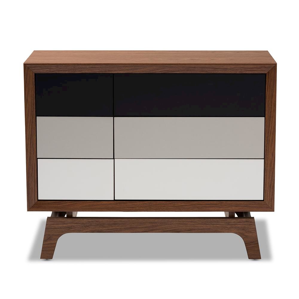 Baxton Studio Svante Mid-Century Modern Multicolor Finished Wood 6-Drawer Chest. Picture 12