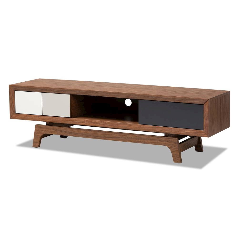 Svante Mid-Century Modern Multicolor Finished Wood 3-Drawer TV Stand. Picture 10