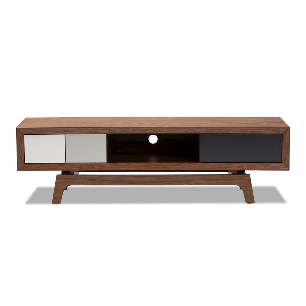 Svante Mid-Century Modern Multicolor Finished Wood 3-Drawer TV Stand. Picture 12