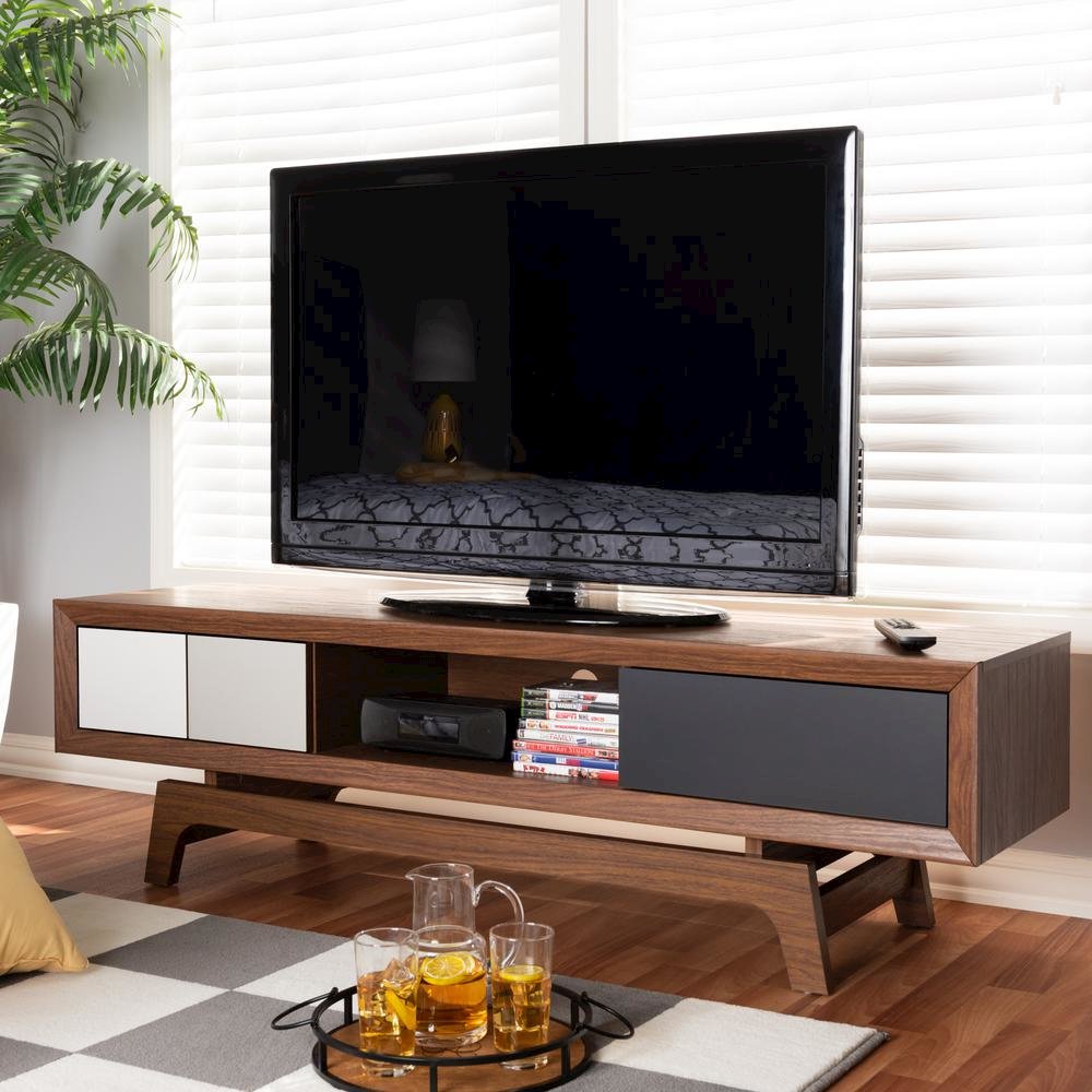 Svante Mid-Century Modern Multicolor Finished Wood 3-Drawer TV Stand. Picture 16