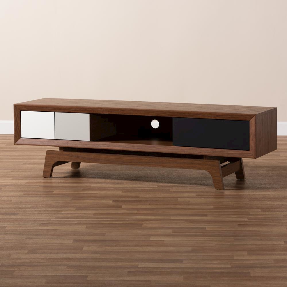 Svante Mid-Century Modern Multicolor Finished Wood 3-Drawer TV Stand. Picture 17