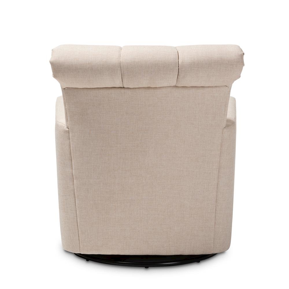 Rayner Modern and Contemporary Beige Fabric Upholstered Swivel Chair. Picture 12