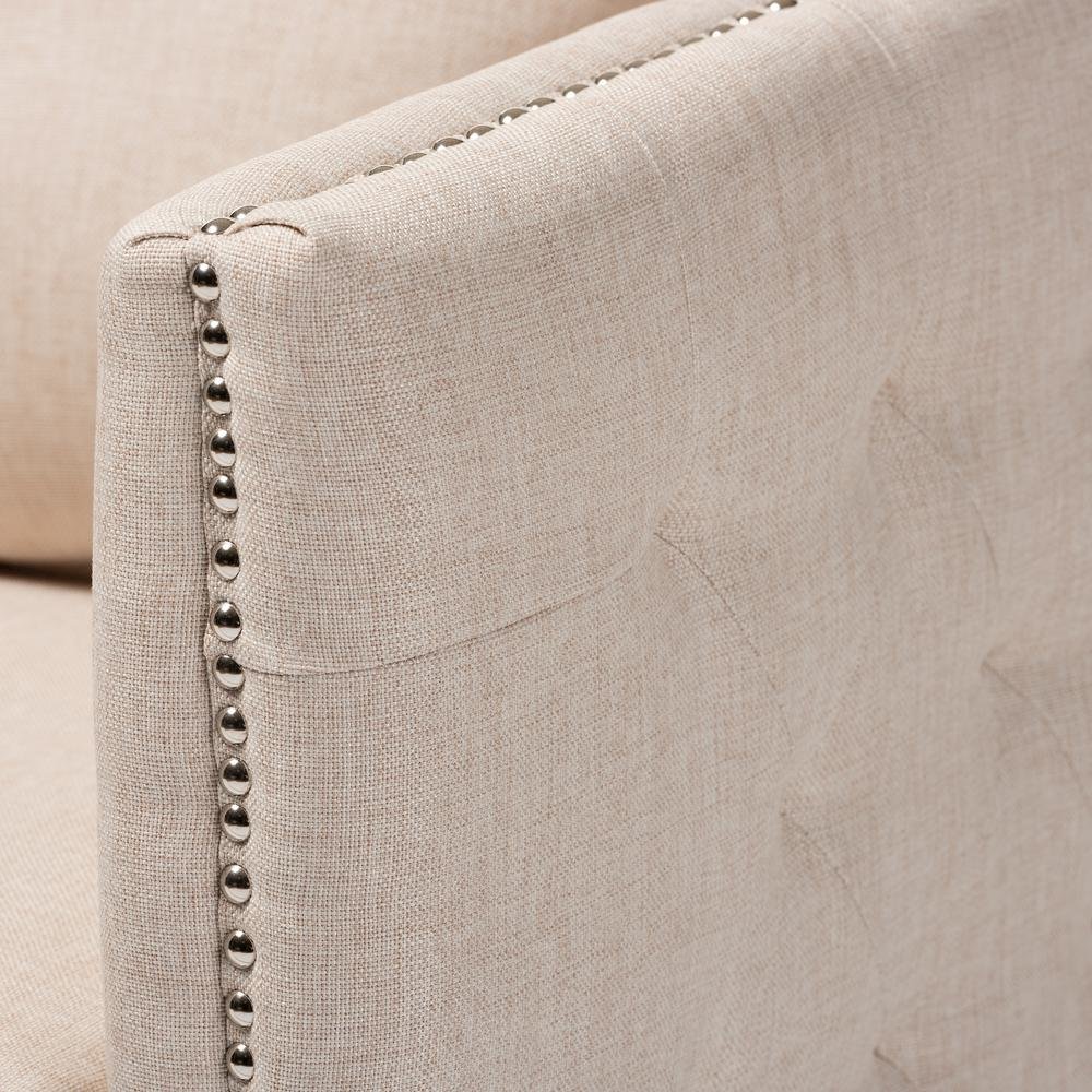 Micah Modern and Contemporary Beige Fabric Upholstered Tufted Swivel Chair. Picture 13