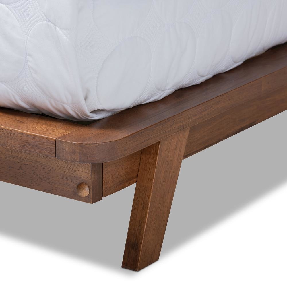 Light Beige Fabric Upholstered Wood Full Size Platform Bed. Picture 16
