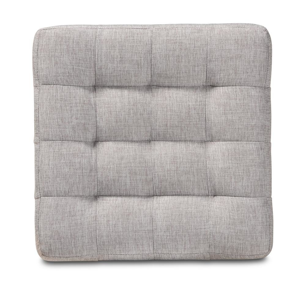 Greyish Beige Fabric Upholstered Tufted Cube Ottoman Set of 2. Picture 9