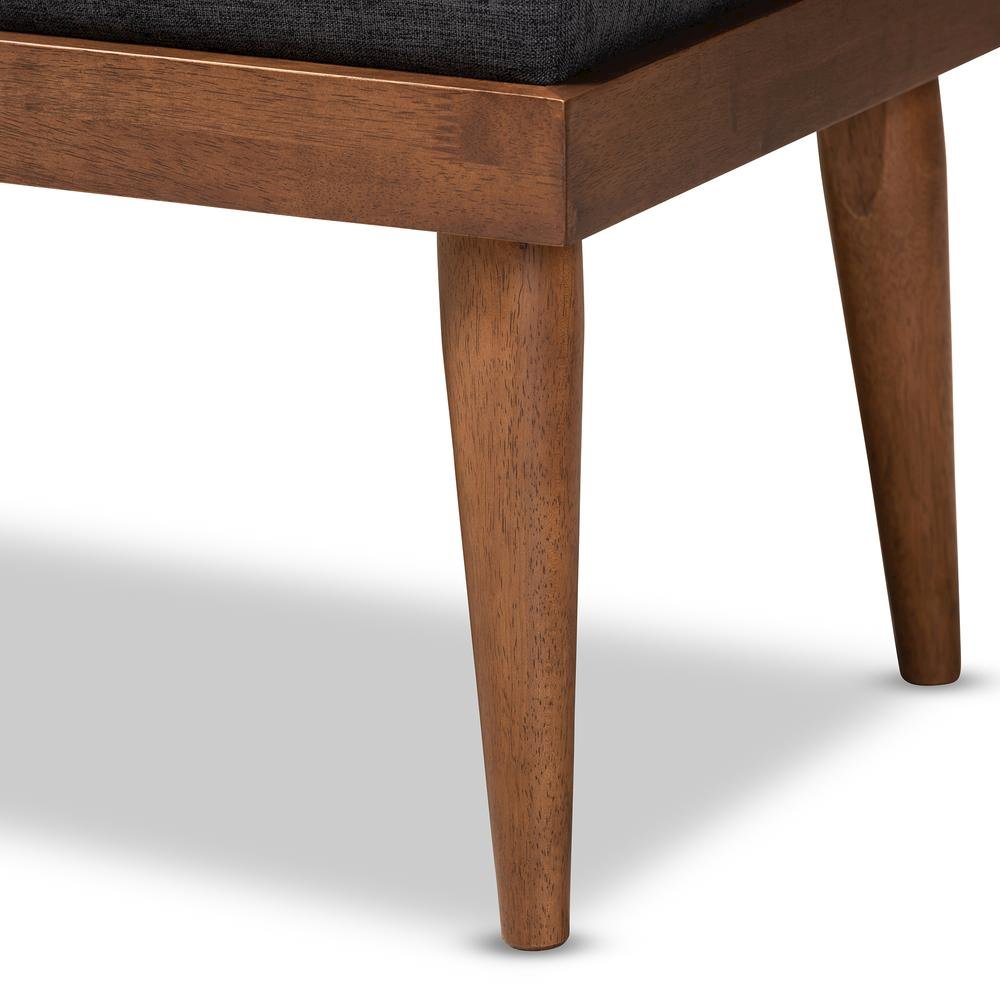 Dark Grey Fabric Upholstered and Button Tufted Wood Bench. Picture 13