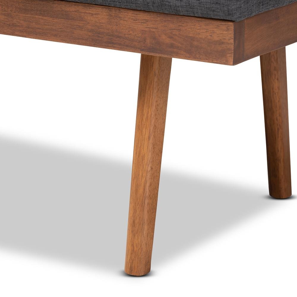 Baxton Studio Larisa Mid-Century Modern Charcoal Fabric Upholstered Wood Bench. Picture 13
