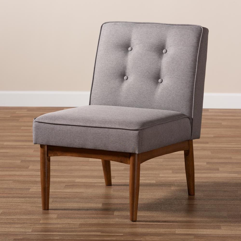 Baxton Studio Arvid Mid-Century Modern Gray Fabric Upholstered Wood Dining Chair. Picture 17