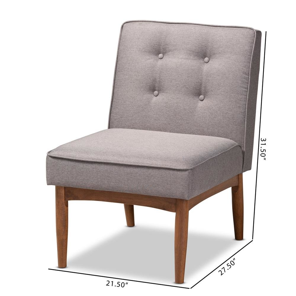 Baxton Studio Arvid Mid-Century Modern Gray Fabric Upholstered Wood Dining Chair. Picture 18