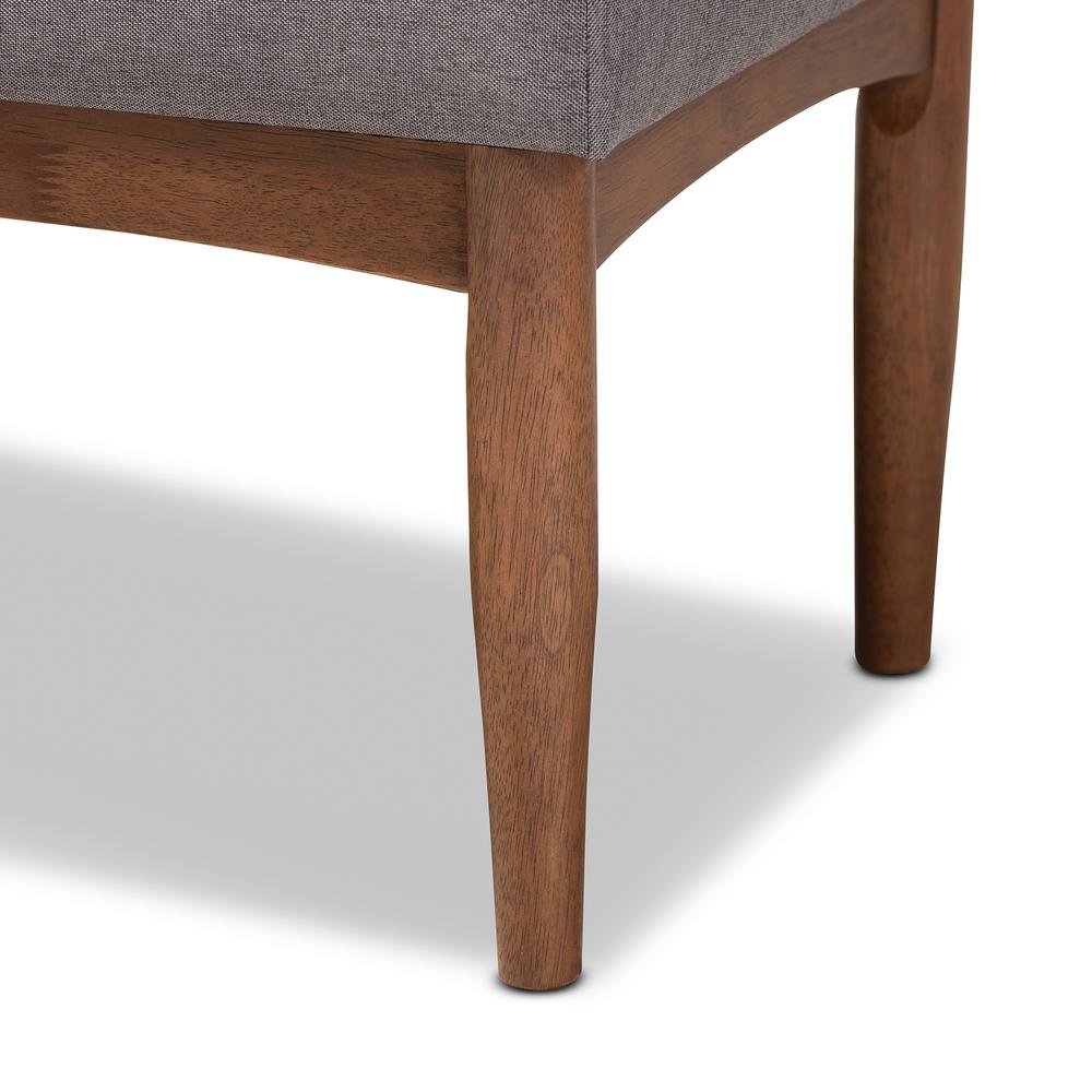 Baxton Studio Arvid Mid-Century Modern Gray Fabric Upholstered Wood Dining Bench. Picture 11