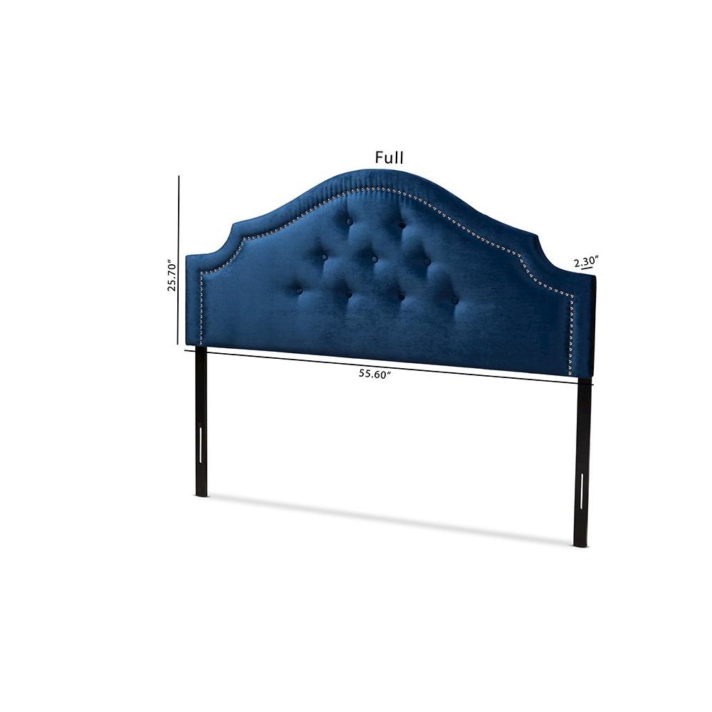 Royal Blue Velvet Fabric Upholstered Queen Size Headboard. Picture 6