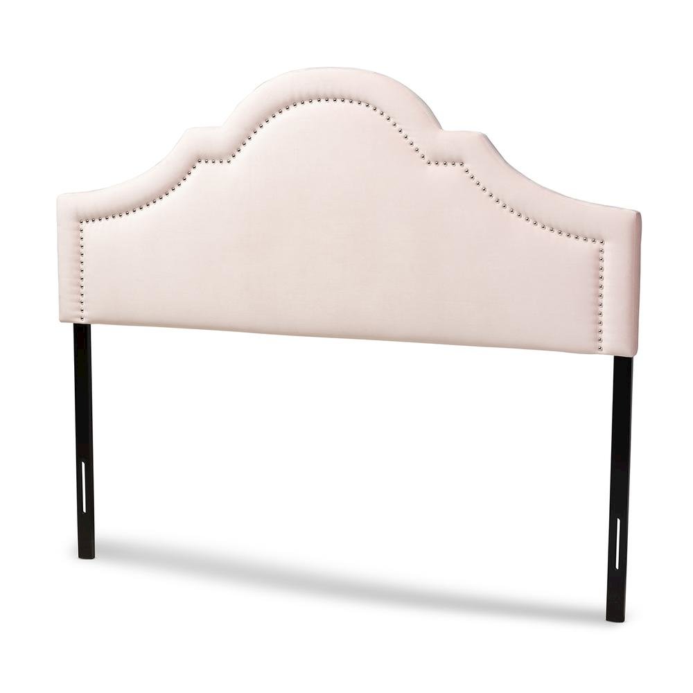 Light Pink Velvet Fabric Upholstered Full Size Headboard. Picture 9
