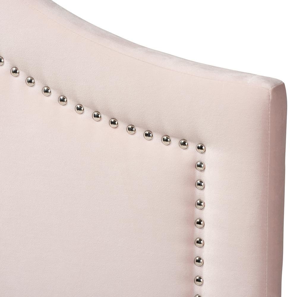 Light Pink Velvet Fabric Upholstered Full Size Headboard. Picture 11