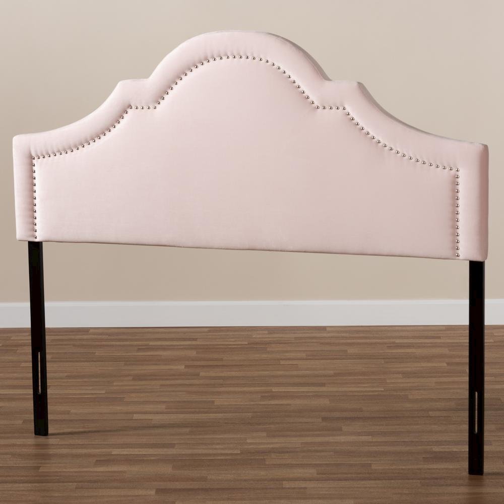 Light Pink Velvet Fabric Upholstered Full Size Headboard. Picture 13