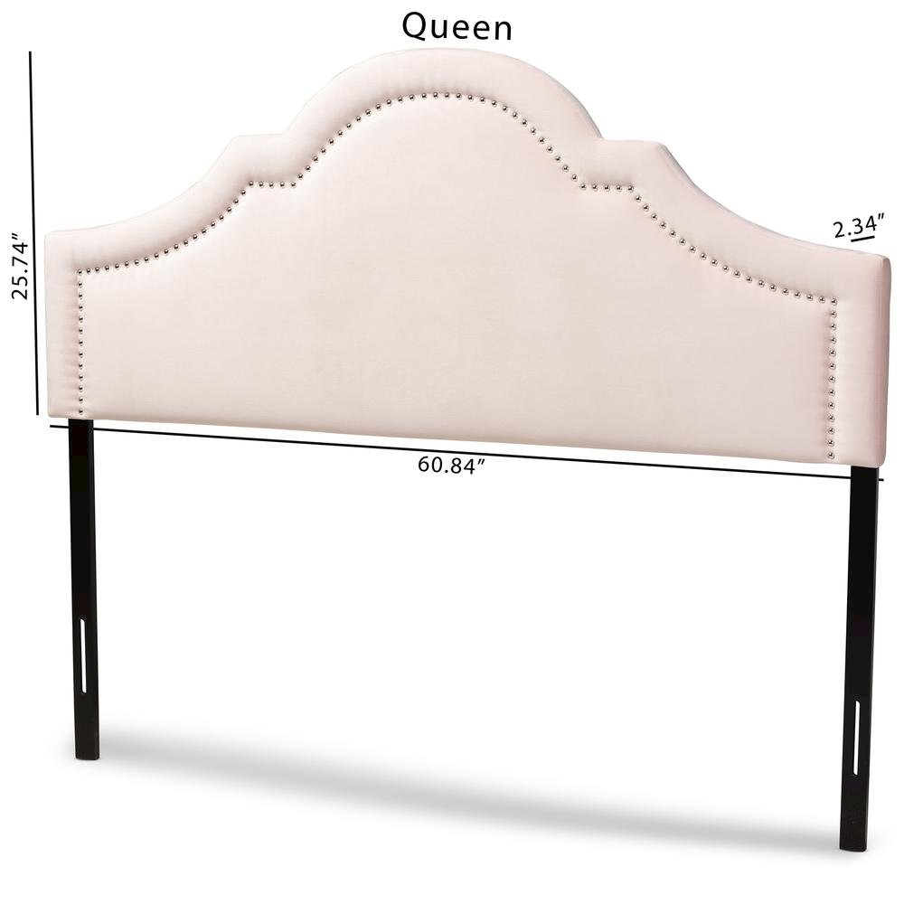 Light Pink Velvet Fabric Upholstered Full Size Headboard. Picture 15