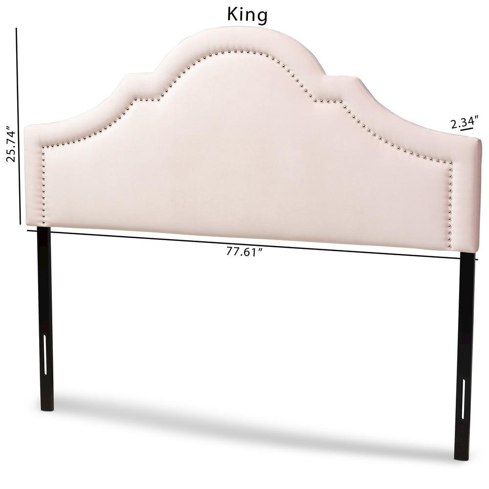 Light Pink Velvet Fabric Upholstered Full Size Headboard. Picture 16