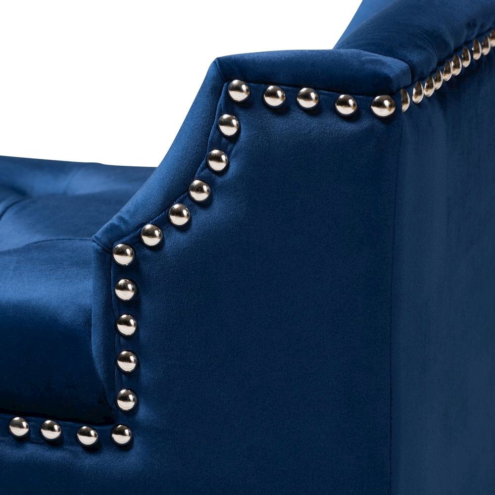 Royal Blue Velvet Fabric Upholstered Espresso Finished Wood Bench. Picture 14