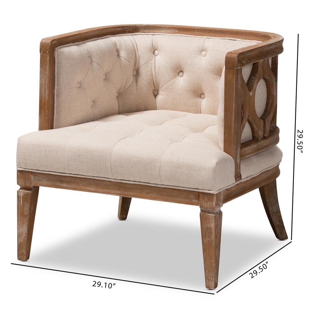 White-Washed Oak Wood Accent Barrel Chair. Picture 20