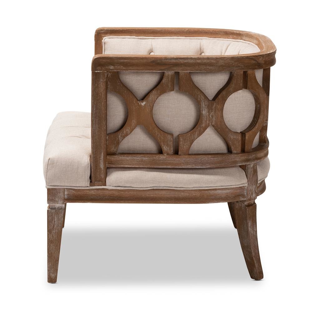 White-Washed Oak Wood Accent Barrel Chair. Picture 13