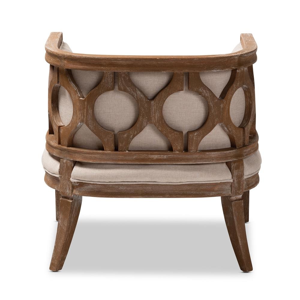 White-Washed Oak Wood Accent Barrel Chair. Picture 14