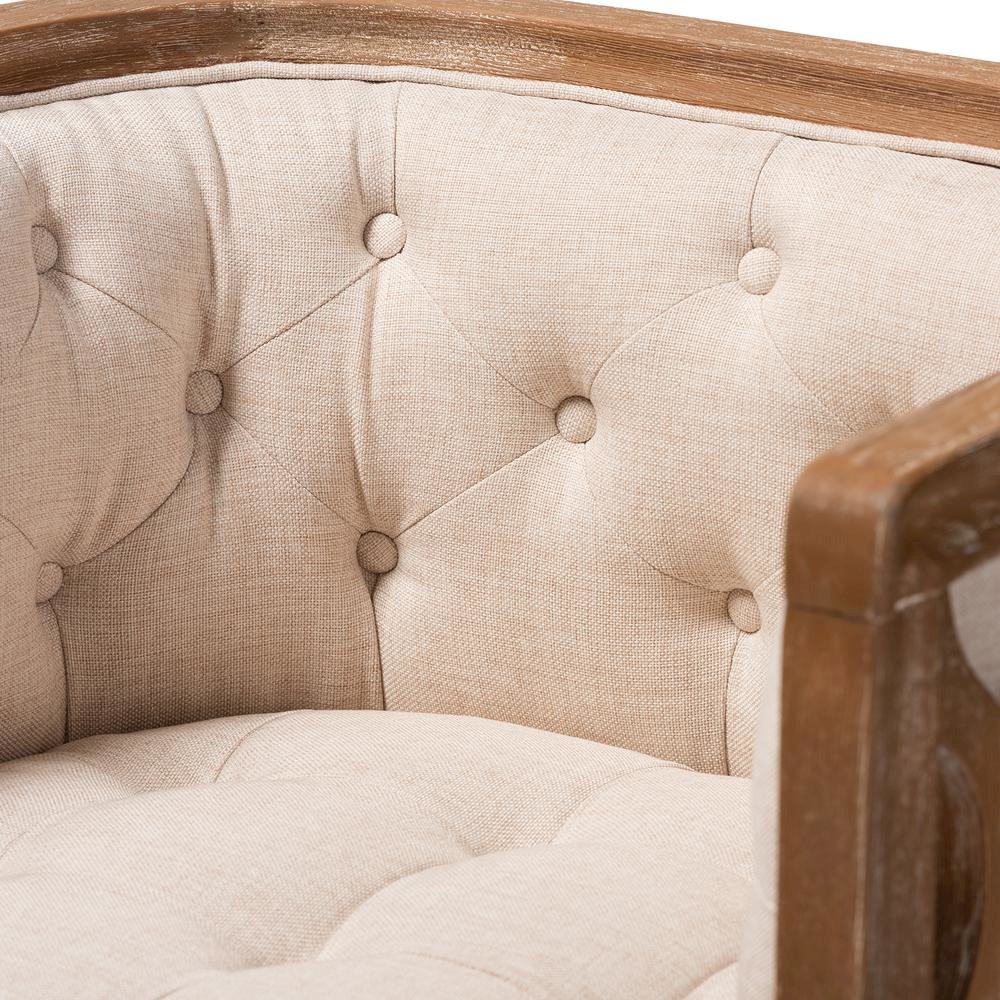 White-Washed Oak Wood Accent Barrel Chair. Picture 15