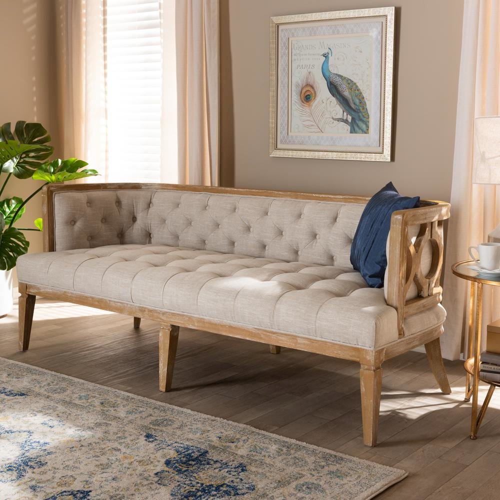 White-Washed Oak Wood Sofa. Picture 18