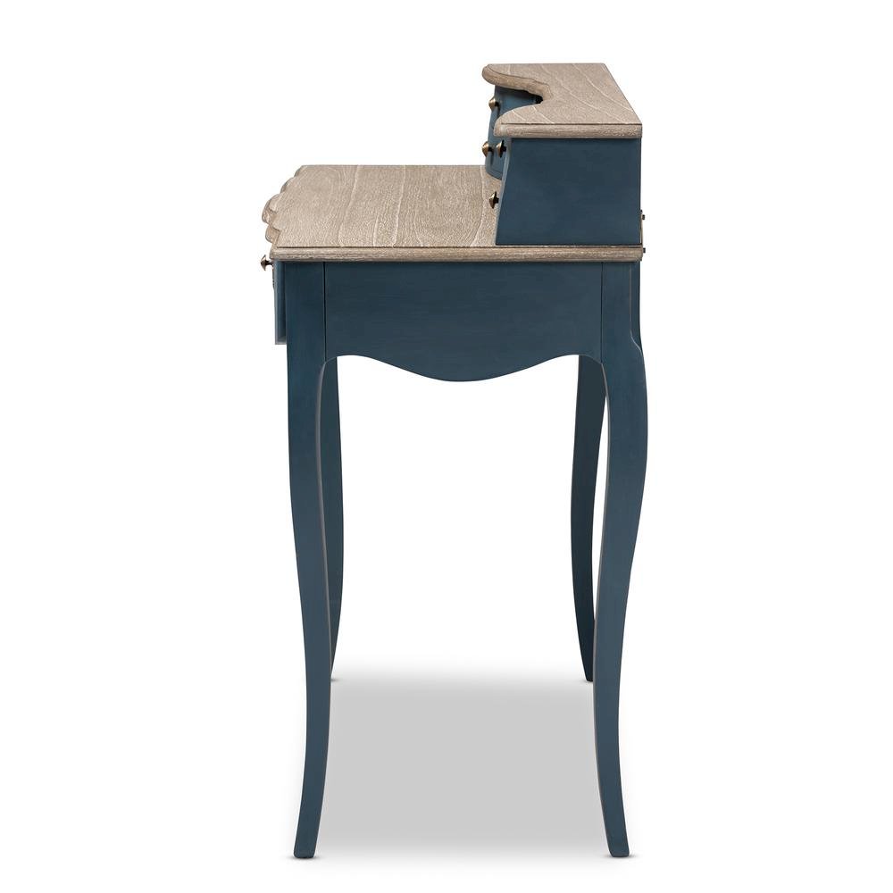 Celestine French Provincial Blue Spruce Finished Wood Accent Writing Desk. Picture 15