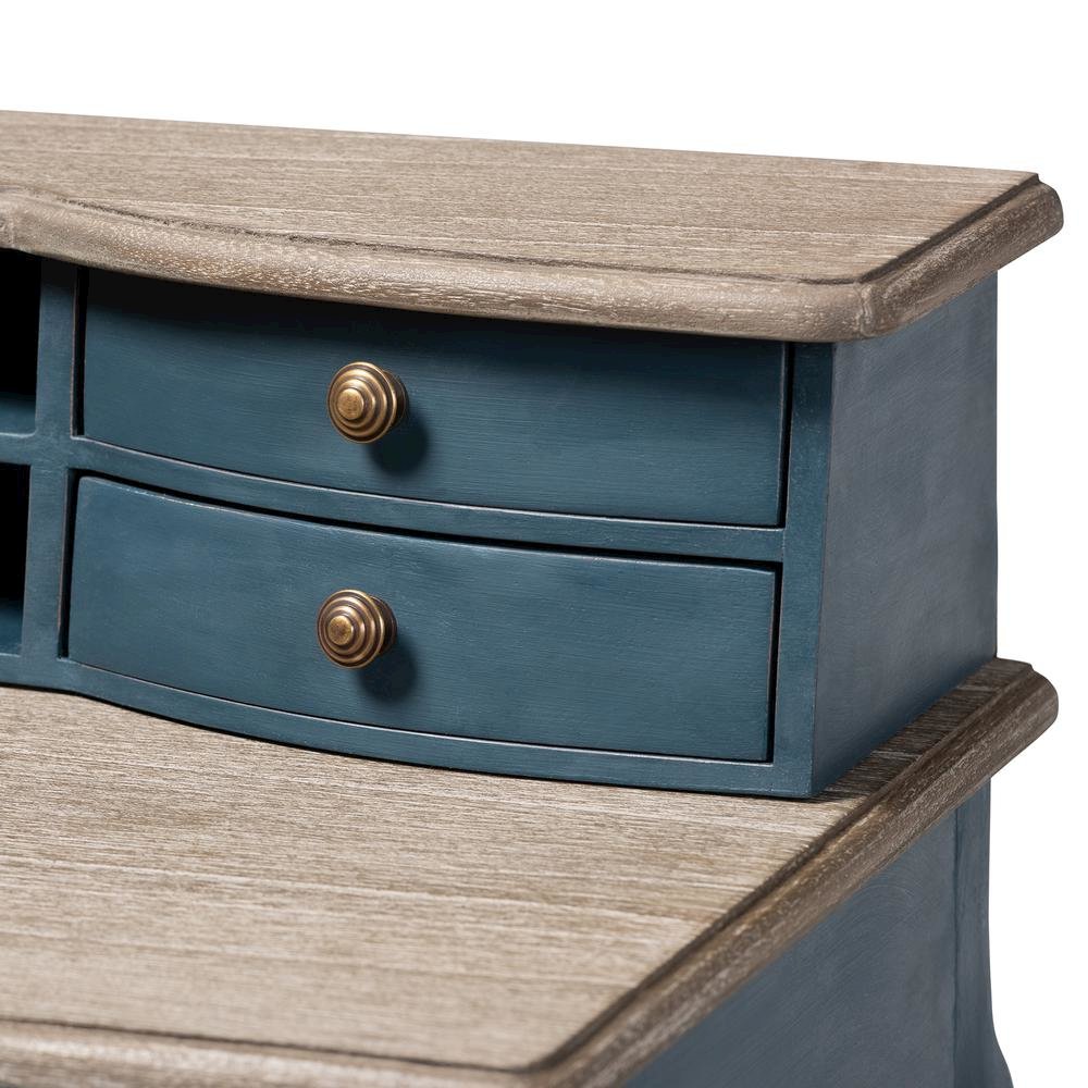 Celestine French Provincial Blue Spruce Finished Wood Accent Writing Desk. Picture 17