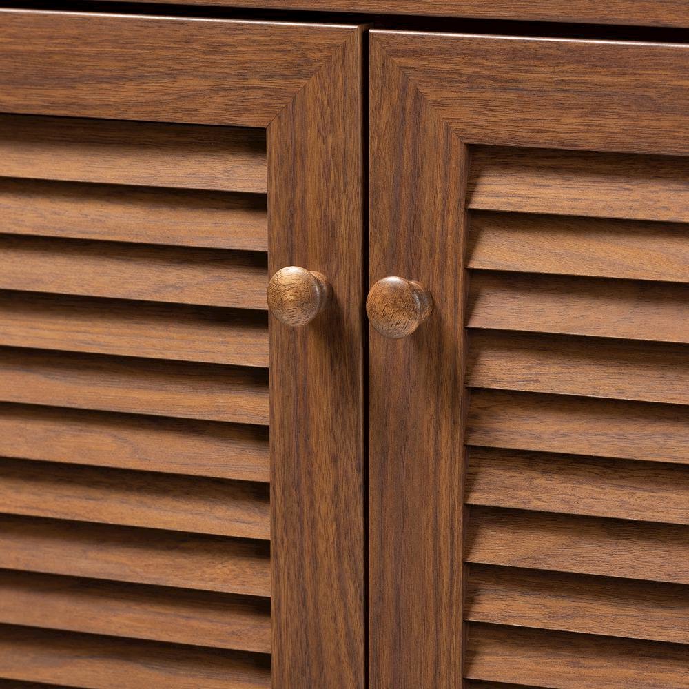 Walnut Finished 5-Shelf Wood Shoe Storage Cabinet with Drawer. Picture 15